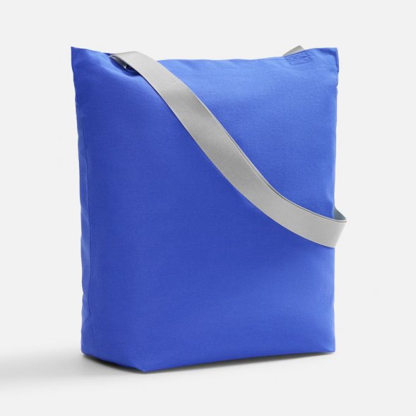 Шопер B5, синий с широкими серыми ручками 