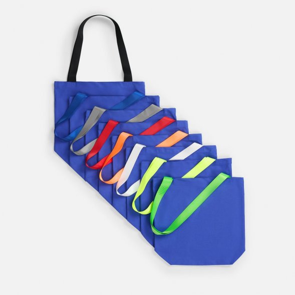 Шопер B5, синий с широкими серыми ручками 