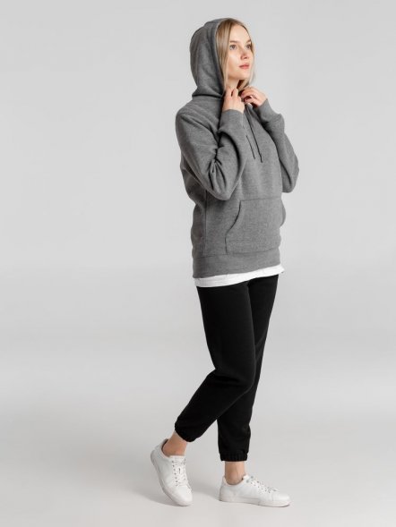 Толстовка с капюшоном унисекс King, темно-серый меланж 