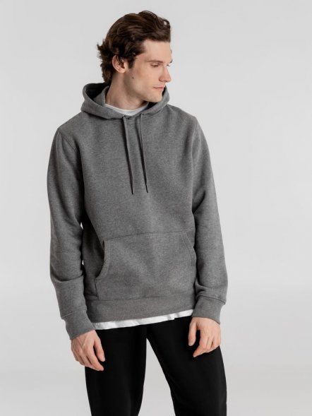 Толстовка с капюшоном унисекс King, темно-серый меланж 