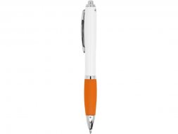 Ручка пластиковая шариковая CARREL с антибактериальным покрытием, белый/апельсин