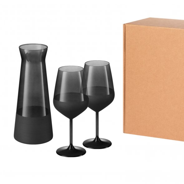 Подарочный набор декантер + 2 бокала для вина Black Edition, черный 