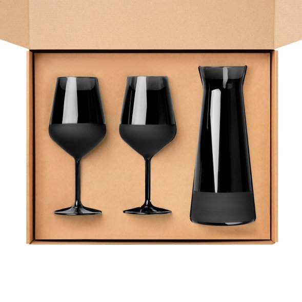 Подарочный набор декантер + 2 бокала для вина Black Edition, черный 