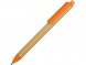 Ручка картонная пластиковая шариковая Эко 2.0, бежевый/оранжевый 
