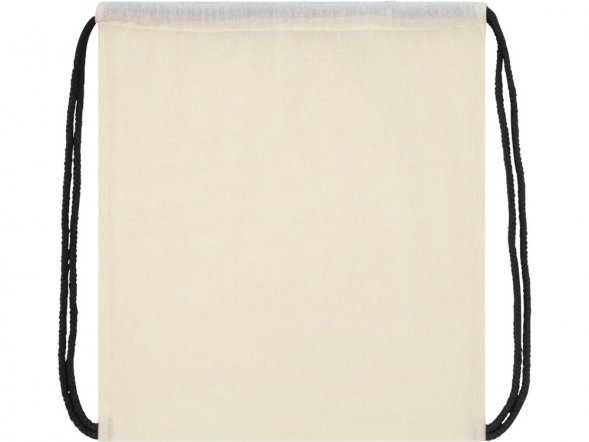 Рюкзак со шнурком Oregon, имеет цветные веревки, изготовлен из хлопка 100 г/м2, бежевый/черный 