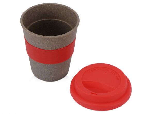 Стакан с силиконовой крышкой Cafe, красный 