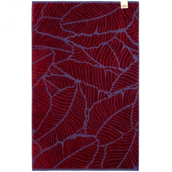 Полотенце In Leaf, большое, синее с бордовым 
