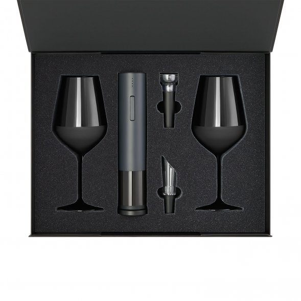 Подарочный набор 2 бокала для вина Black Edition + набор для вина Sacramento в черной коробке 