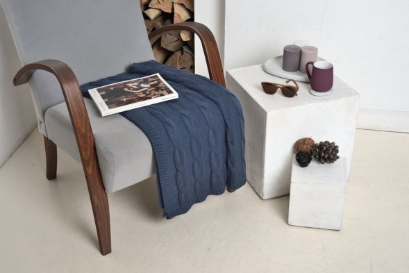 Плед Stille, темно-синий меланж 