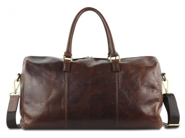 Сумка дорожная Mano Don Leon, натуральная кожа в коричневом цвете, 50 х 27 х 24 см 