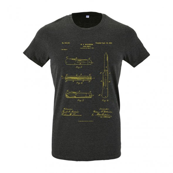 Футболка приталенная Old Patents. Knife, черный меланж 