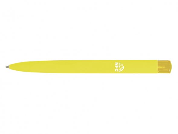 Ручка пластиковая шариковая трехгранная Trinity K transparent Gum soft-touch с чипом передачи инфо, желтый 