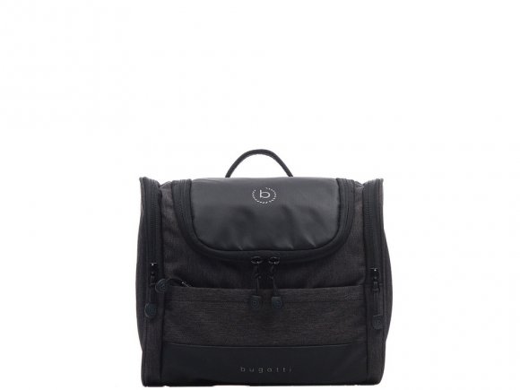 Несессер дорожный BUGATTI Universum, графитовый, полиэстер меланж/тарпаулин, 23,5х12х22,5 см, 7 л 