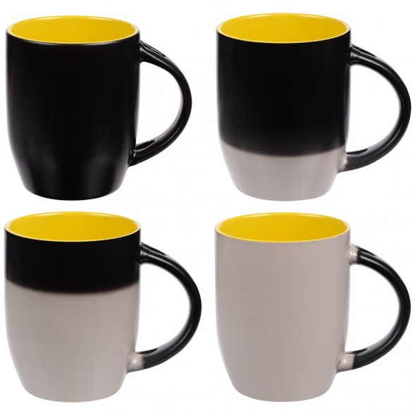 Кружка-хамелеон Melty с ложкой, черная с желтым 