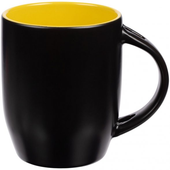 Кружка-хамелеон Melty с ложкой, черная с желтым 