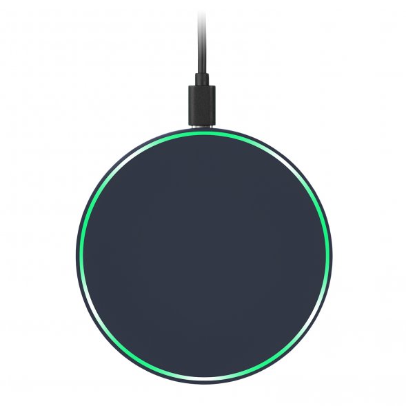 Беспроводное зарядное устройство с подсветкой 15W Auris, синее 