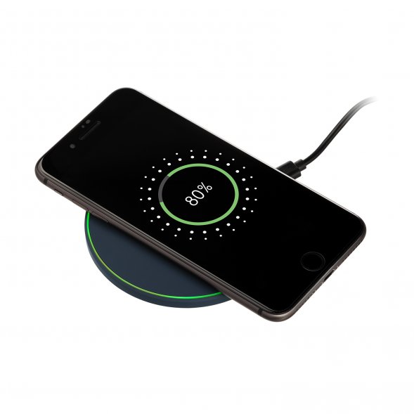 Беспроводное зарядное устройство с подсветкой 15W Auris, синее 