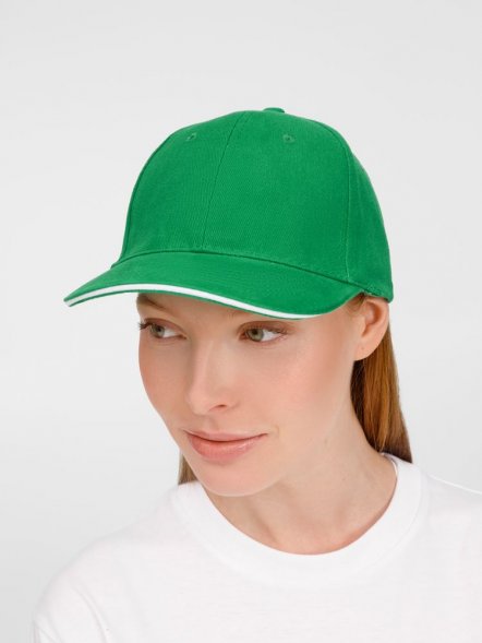 Бейсболка Buffalo, ярко-зеленая с белым 