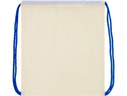 Рюкзак со шнурком Oregon, имеет цветные веревки, изготовлен из хлопка 100 г/м2, бежевый/синий