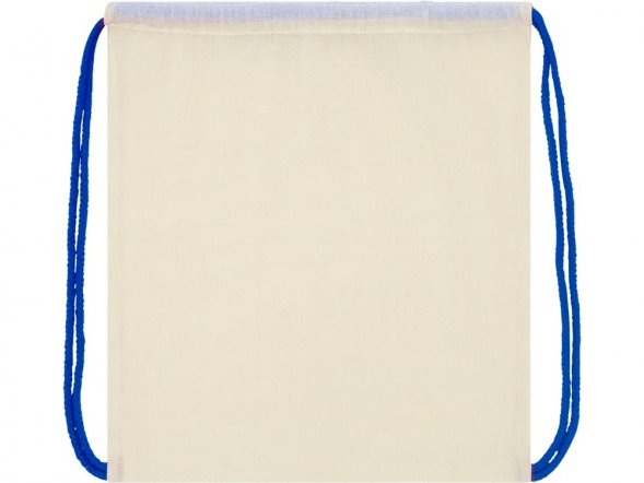 Рюкзак со шнурком Oregon, имеет цветные веревки, изготовлен из хлопка 100 г/м2, бежевый/синий 