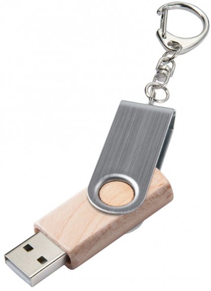 Флешка Twist Wood, светлое дерево, 16 Гб 