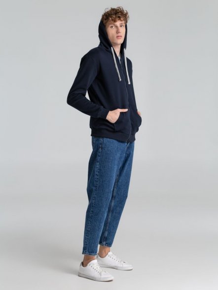 Толстовка на молнии с капюшоном Unit Siverga Heavy, темно-синяя 