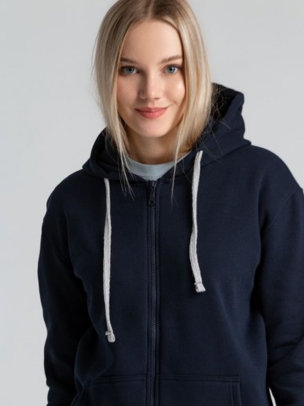 Толстовка на молнии с капюшоном Unit Siverga Heavy, темно-синяя 