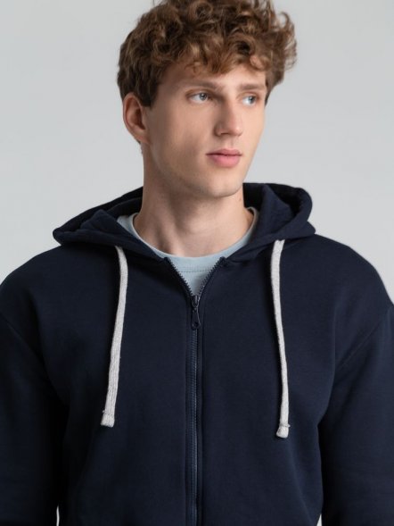 Толстовка на молнии с капюшоном Unit Siverga Heavy, темно-синяя 