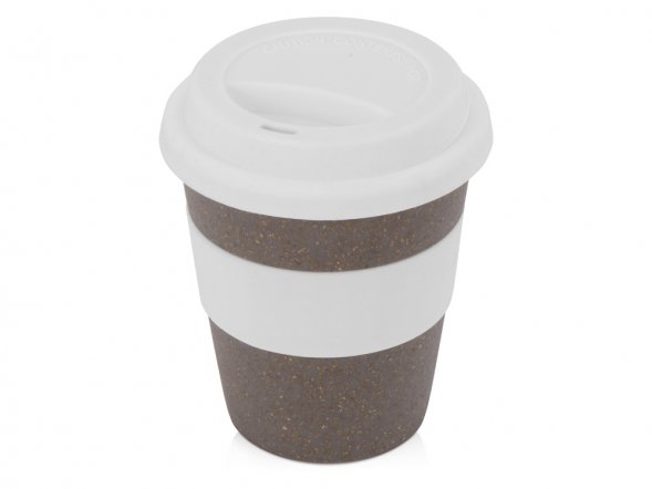 Стакан с силиконовой крышкой Cafe, белый 