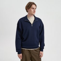 Толстовка на молнии унисекс FLOW, темно-синяя, размер 3XL/4XL