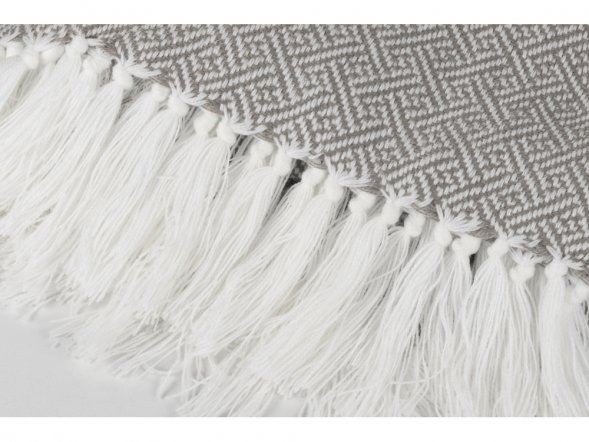 Плед акриловый Tassel с белой бахромой, бежевый 