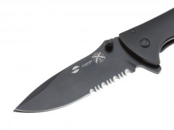 Нож складной Stinger, 80 мм, (чёрный), материал рукояти: сталь/алюминий (чёрный)