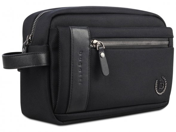 Несессер мужской BUGATTI Nero, чёрный, нейлон 1680D/кожа, 24х7,5х16 см 