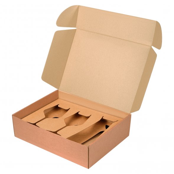 Доп. ложемент ВЕРХНИЙ под декантер + 2 бокала в большую универсальную коробку, крафт (арт. 21005.020) 