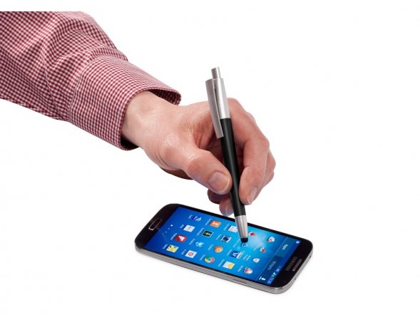 Ручка-стилус шариковая Salta, черный/серебристый, синие чернила 