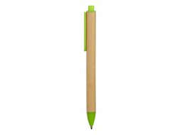 Ручка картонная пластиковая шариковая Эко 2.0, бежевый/зеленое яблоко