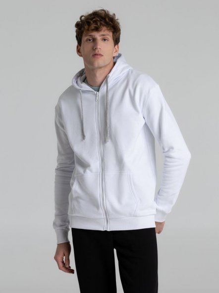 Толстовка на молнии с капюшоном Unit Siverga Heavy, белая 