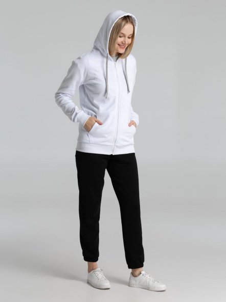 Толстовка на молнии с капюшоном Unit Siverga Heavy, белая 