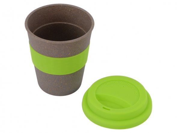 Стакан с силиконовой крышкой Cafe, зеленое яблоко 