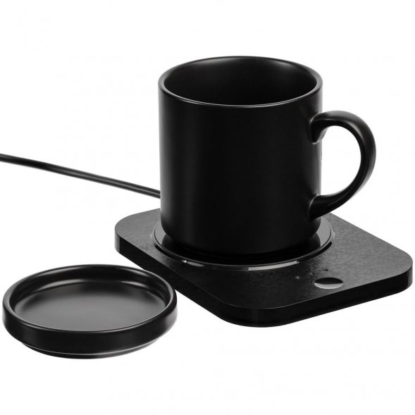 Кружка с подогревом и беспроводной зарядкой Dual Base Plus, черная 