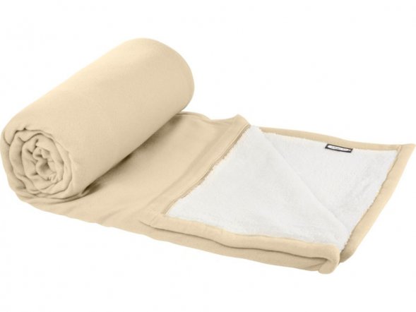 Плед Marigold из флиса из вторичного ПЭТ и искусственного меха, бежевый/белый 