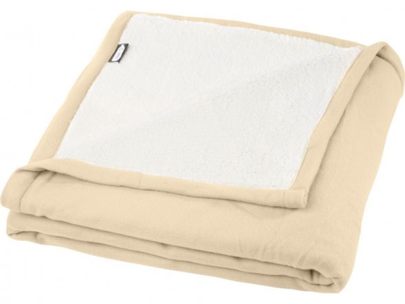 Плед Marigold из флиса из вторичного ПЭТ и искусственного меха, бежевый/белый 