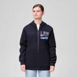 Толстовка на молнии с капюшоном MATEO темно-синяя В потоке