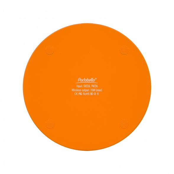 Беспроводное зарядное устройство с подсветкой 15W Auris, оранжевое 
