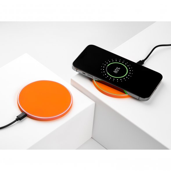 Беспроводное зарядное устройство с подсветкой 15W Auris, оранжевое 