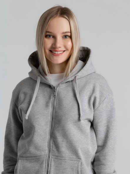 Толстовка на молнии с капюшоном Unit Siverga Heavy, серый меланж 