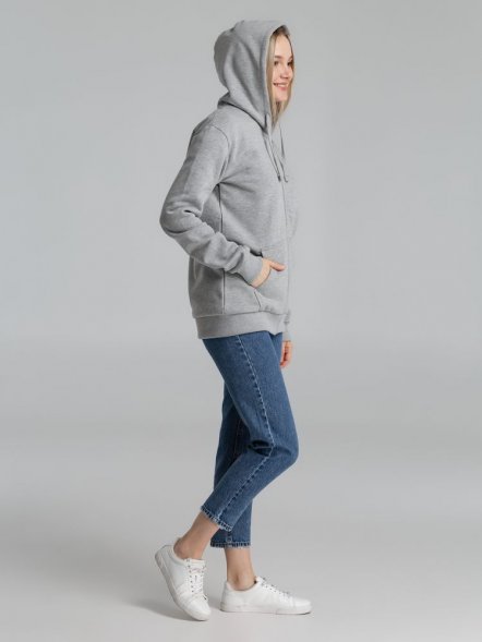 Толстовка на молнии с капюшоном Unit Siverga Heavy, серый меланж 