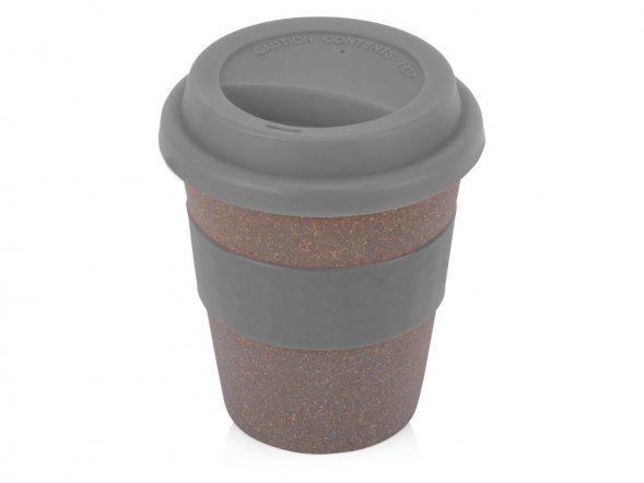 Стакан с силиконовой крышкой Cafe, серый 