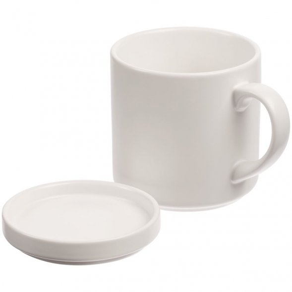 Кружка с подогревом и беспроводной зарядкой dualBase plus, белая 