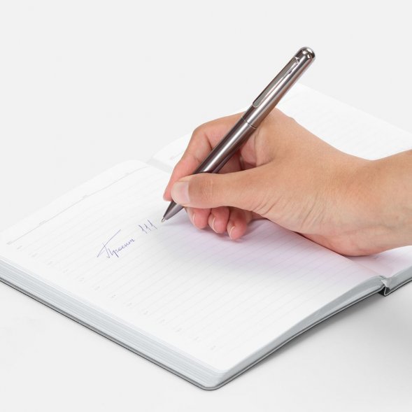 Ручка шариковая Scribo, серо-стальная 